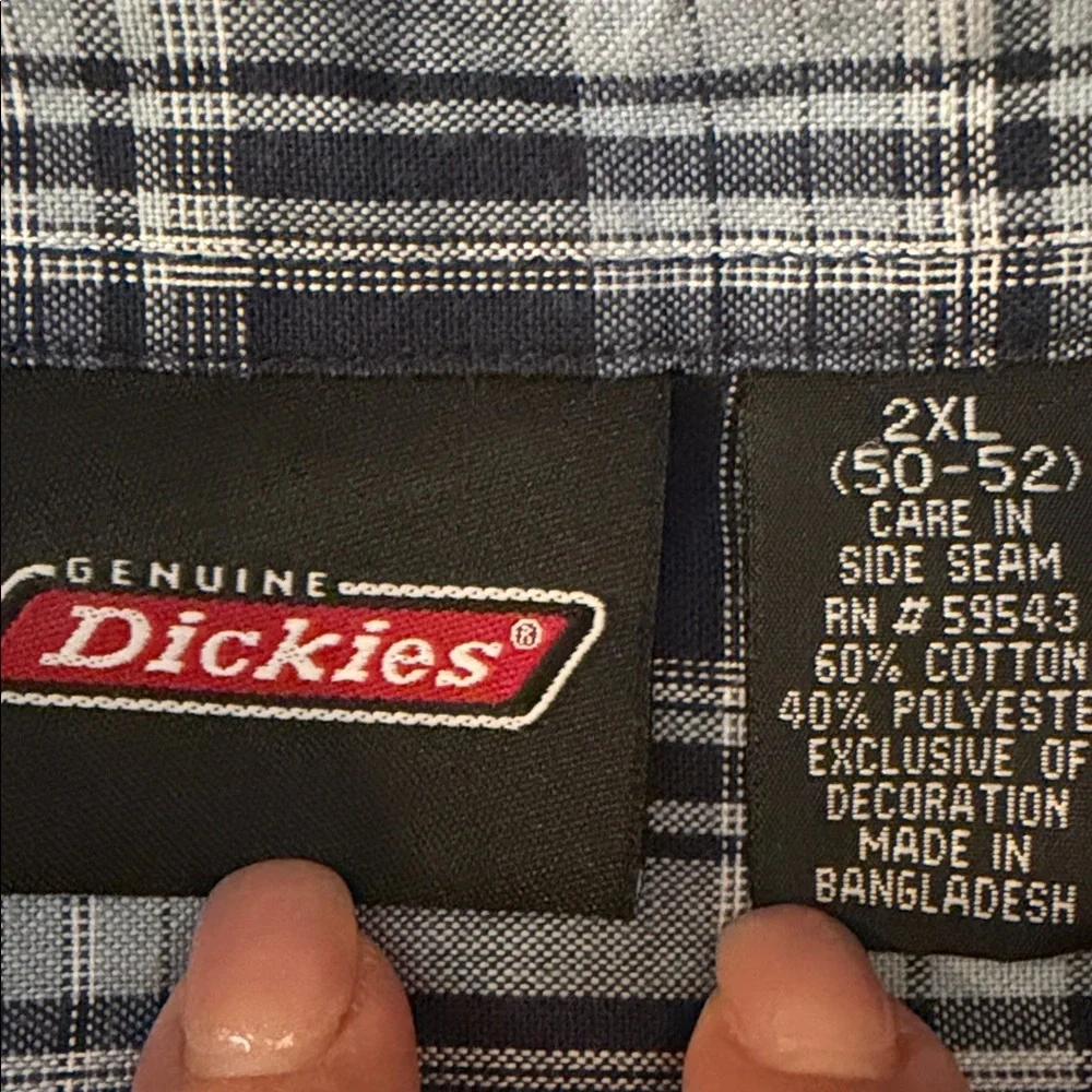 Dickies Casual Plaid Button Down Shirt Relaxed Fit Short Sleeve Lightweight - Picture 2 of 6